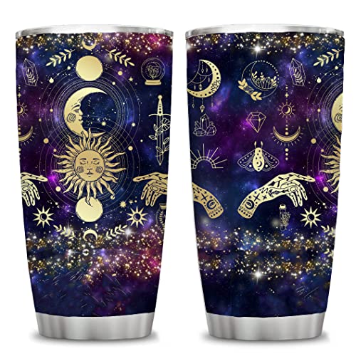 ATHAND Goth Moon Tumbler - Witch Hand Gothic Decor - Moon Phase Black Vacuum Insulated Stainless Steel 20 Oz Witch Tumbler Cup - Halloween Spooky Gifts for Women Goth Mystery Coffee Mug