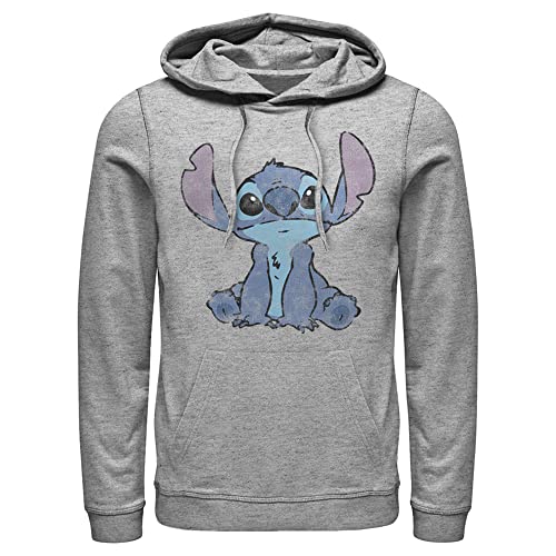Disney Men's Lilo & Stitch Watercolor Stitch Pull Over Hoodie - Athletic Heather - 2X Large