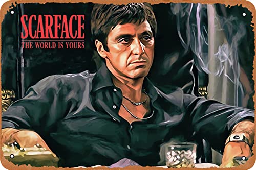 Cheogket Scarface Poster Vintage Tin Sign Metal Plaque Decor for Bar Pub Home Coffee Man cave 8x12 Inch