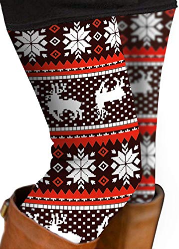 Uaderize Womens Ultra Soft Brushed Christmas Leggings Pants Reindeer Patterned Tights S