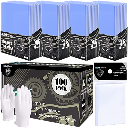 100 Count TopLoaders for Cards, Baseball Card Protectors, Toploaders Card Sleeve with 100 Count Clear Soft Baseball Card Sleeves, 3' x 4'Hard Plastic Card Sleeves for Baseball Cards, Sports Cards