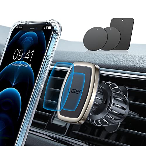 LISEN Magnetic Phone Holder for Car, [Easily Install] Car Phone Holder Mount [6 Strong Magnets] Cell Phone Holder for Car [Case Friendly] iPhone Car Holder Compatible with All Smartphones & Tablets