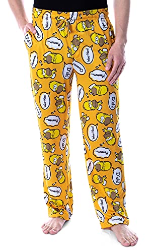 The Simpsons Men's Homer Simpson Bubble Thoughts Adult Loungewear Sleep Pajama Pants (X-Large) Yellow