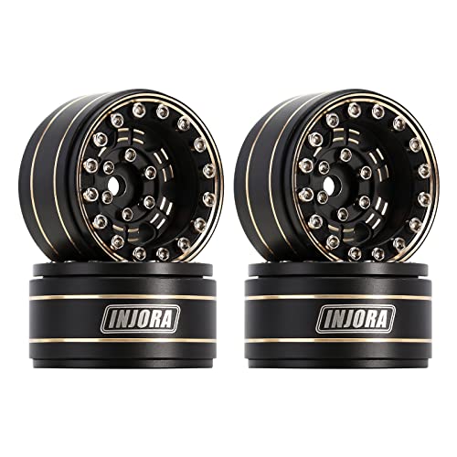 INJORA Brass 1.0 Beadlock Wheel- Negative Offset 3.15mm Wheels for 1/18 TRX4M SCX24 Gladiator Bronco C10 JLU Deadbolt Axial 1/24 Crawler,W1005
