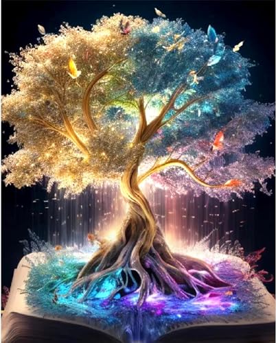 Tree of Life Stamped Cross Stitch Kits - Counted Cross Stitch Kits for Beginners Adults,11 CT Patterns Dimensions Embroidery Kits Arts Craft Kits,for Gift and Home Decor 12 x 16in