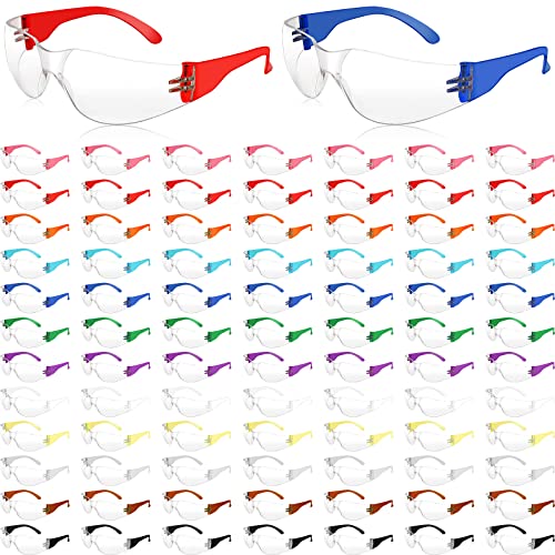 Youyole 84 Pairs Safety Glasses for Men and Women Safety Protective Glasses Bulk Protective PC Lens Unisex Clear Anti Scratch Protective Eyewear Goggle Safety Glasses 7 Colors