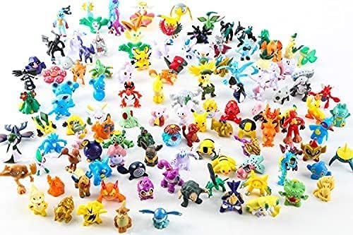 48pcs Mini Action Figures Set, Battle Monster Anime of poke Figure for Theme Party Supply& Cake Topper