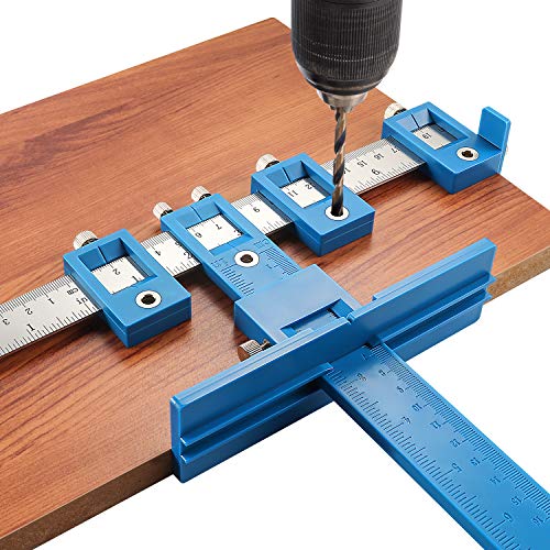 Cabinet Hardware Jig Tool - Adjustable Punch Locator Drill Template Guide, Wood Drilling Dowelling Guide for Installation of Handles Knobs on Doors and Drawer