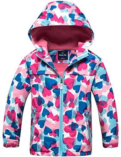 NERBEY Kids Casual Sports Athletics Warm Outerwear Windproof Winter Coats for Girls Trench Autumn Winter Lightweight (Pink Heart,6-7Y)