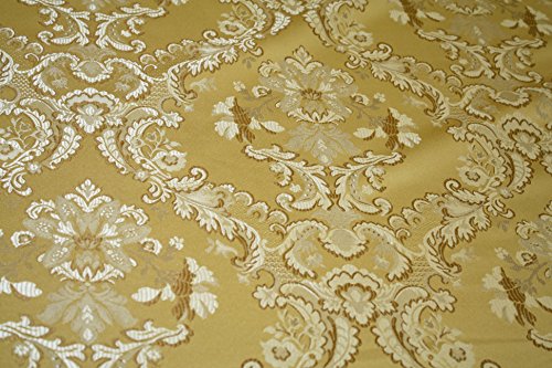Damask Upholstery and Drapery, Jacquard Fabric Sold by The Yard (Gold)