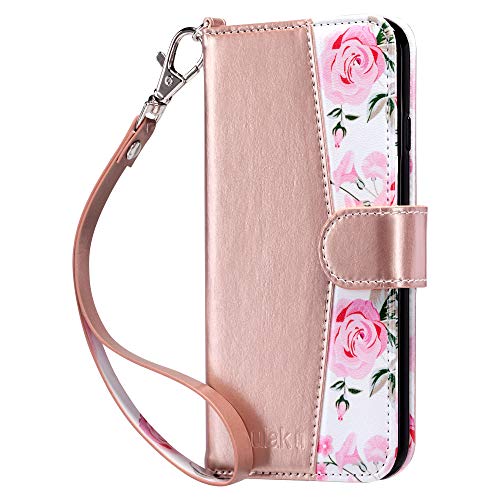 ULAK Wallet Case for iPhone 6s Plus, iPhone 6 Plus Case, Flip Folio PU Leather Kickstand Case with Card Slot Wrist Strap ID Credit Card Pockets for iPhone 6 Plus / 6S Plus 5.5 inch, Rose Gold