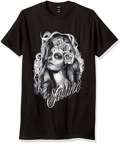 FEA Standard Sublime Sugar Skull Princess Mens Soft T-Shirt, Black, X-Large