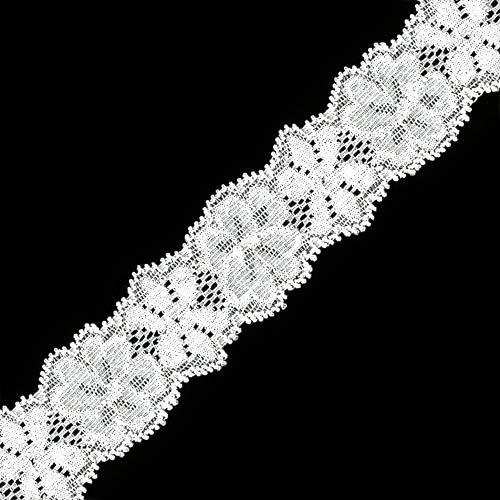 6-Yards 1-1/4' Elastic Stretch Raschel Lace Trim, SEE-SL-0041 (White)