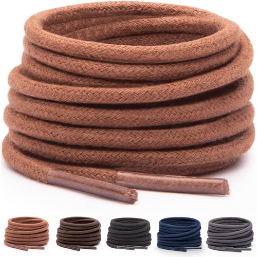 Miscly Shoe Laces for Dress Shoes - Round Oxford Shoelaces for Men - Multiple Lengths and Colors Available (30″, Brown)