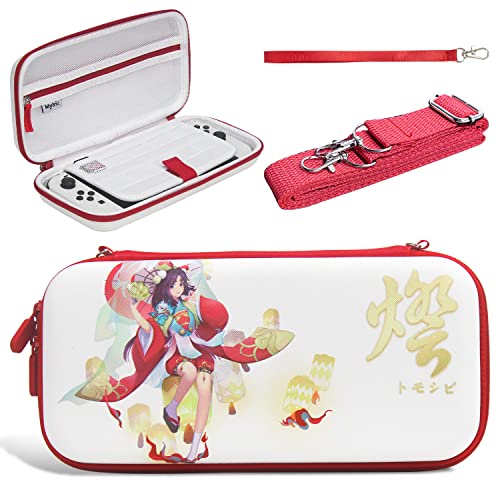Mytrix Cute Carrying Case for Nintendo Switch /OLED/Lite, Portable Hard Shell Pouch for Switch Protective Travel Storage Bag for Switch with10 Game Card Slots, Anime Girl Design…