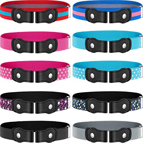 10 Pieces No Buckle Kids Belt Adjustable Elastic Belts Stretch Waistbelt for Boys Girls