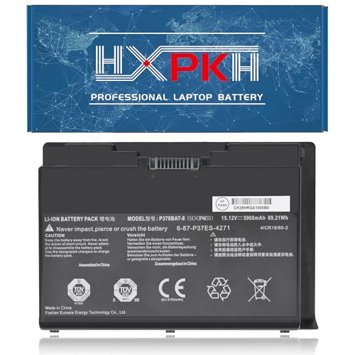 HXPK P370BAT-8 Laptop Battery for Clevo X900 P370EM Series Notebook 6-87-P37ES-4271 15.12V 5900mAh 89.21Wh
