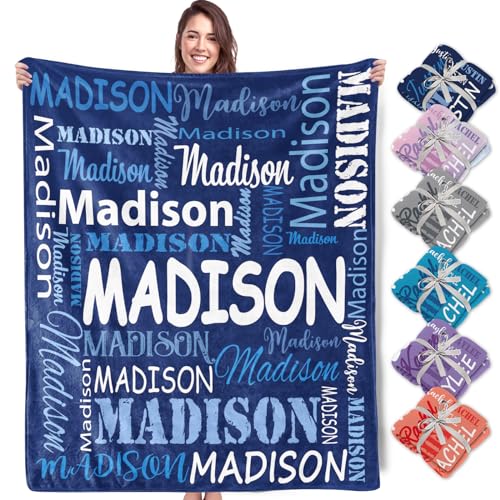 Personalized Blankets and Throws Custom Blanket with Name Customized Flannel Blanket for Kids Christmas Blanket Gifts for Women Men