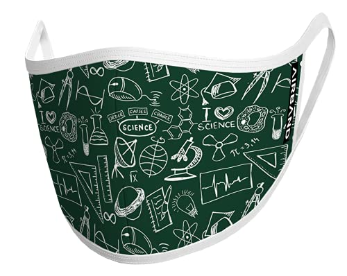 AIRBAND Standard Unisex-Adult 3-Ply Nanofiber Mask, Bill Nye Science Doodles, One Size