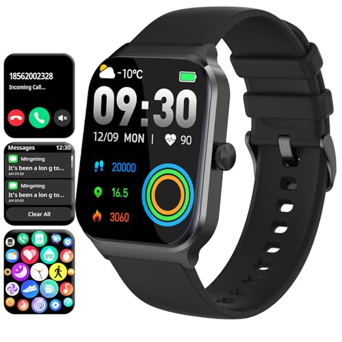 Smart Watch(Answer/Make Call), 1.96' Touch Screen Smartwatch for Android and iOS Phones with Heart Rate Monitor, Blood Oxygen Tracking, Sleep Monitor, IP68 Waterproof Fitness Tracker for Men and Women