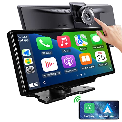 9.3' Portable Car Radio with Dashcam, Wireless Dash Mount Apple CarPlay & Android Auto, Touch Screen Display, Drive Play Stereo Bluetooth, Mirror Link, FM, Drive Mate Car Play GPS Navigation,Truck