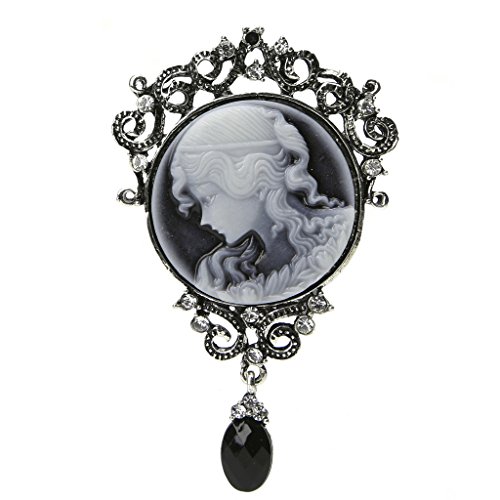 Pink-day Vintage Cameo Victorian Style Crystal Wedding Party Women Pendant Brooch Pin