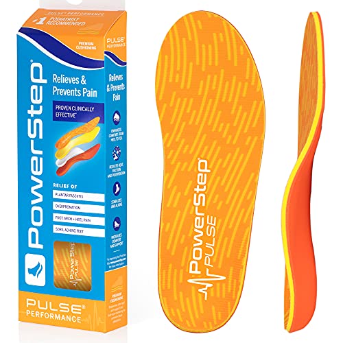 PowerStep Pulse Performance Running Insoles - Comfortable Metatarsal Pads for Ball of Foot Pain Relief - Metatarsalgia Insoles & Shoe Inserts for Running with Contoured Arch Support (M 10-10.5, F 12)