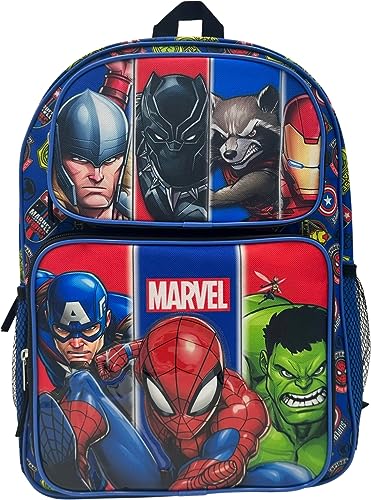 Marvel Superheroes 16' Licensed Cargo School Backpack For Boys (Avengers Black-Blue)