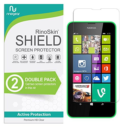 RinoGear (2-Pack) Screen Protector for Nokia Lumia 630/635 Screen Protector Case Friendly Accessories Flexible Full Coverage Clear TPU Film