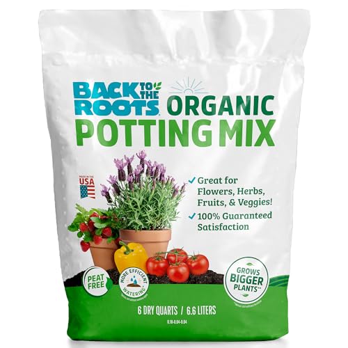 Back to the Roots 100% Organic Potting Mix (6 Quart) | Premium Blend | Made in The USA