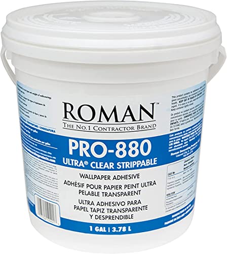 ROMAN Products 012401 PRO-880 Wallpaper Adhesive & Paste for Any Wallcovering - Ultra Clear, 1 Gallon, White