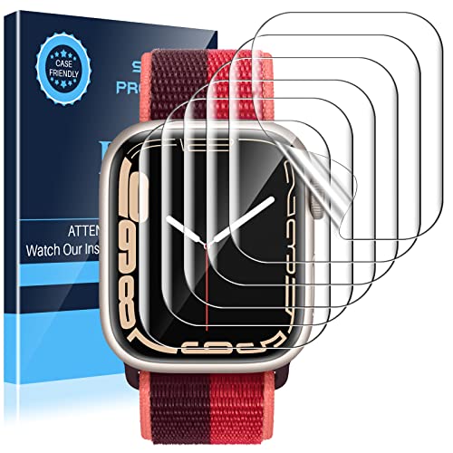 LK 6 Pack Apple Watch Series 9 Series 8 Series 7 41mm Screen Protector, [Self-Healing] TPU Film, Anti-Scratch, Ultra-Thin Screen Protector Designed for iWatch 9/8 / 7 41mm, Clear