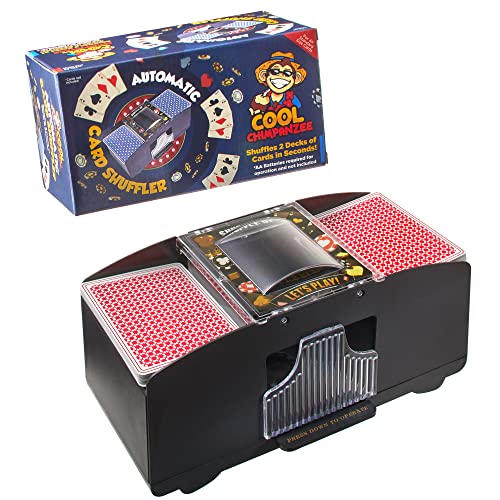 Cool Chimpanzee Automatic 2-Deck Card Shuffler, Home Poker Games, Blackjack, Rummy, War, Texas Hold 'Em, PLO, Omaha, Stud and More