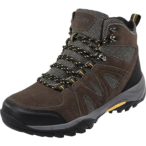 LUSWIN Men's Hiking Boots Non-Slip Lightweight Mid Ankle Hiking Shoes Outdoor Backpacking Camping Trekking Trails Shoes,Bark Green-44