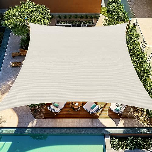 Shade&Beyond Sun Sail Shade Rectangle 12' x 16' Canopy Shade Sail for Patio Deck Yard Backyard Outdoor Activities Cream and Facility