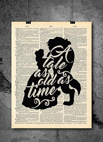 A Tale As Old As Time - Beauty And The Beast Quotes - Vintage Art - Authentic Upcycled Dictionary Art Print - Home or Office Decor - Inspirational And Motivational Quote Art