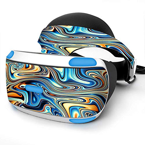 Sony Playstation VR Headset Skin Decal Vinyl Wrap - Blue Orange Psychadelic Oil Slick