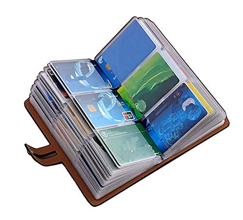 RFID Credit Card Holder Book,Leather Business Card Organizer for Women Men 96 Card Slots (Black)