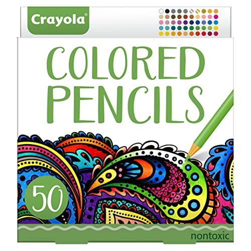 Crayola Colored Pencils For Adults (50ct), Colored Pencil Set for Adult Coloring Books, Coloring Set, Teen Easter Basket Stuffer [Amazon Exclusive]