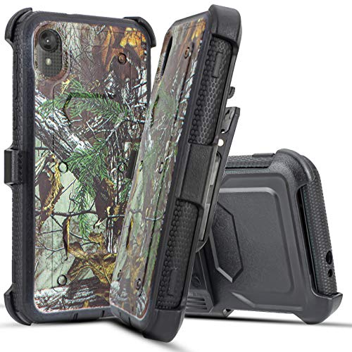 E6 Case, for Motorola Moto E6/ Moto E 6th Gen (MOTXT20051) Full Body Armor Rugged Holster Defender Hybrid Tough Case with 360 Swivel Belt Clip & Built in Screen Protector (Hunter Camo)
