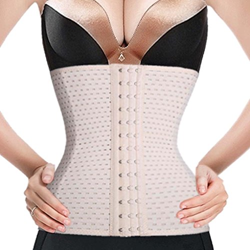 Waist Trainer Corset for Weight Loss Sport Workout Body Shaper Tummy Fat Burner, Nude, Medium (Waist 26.7-29inch)
