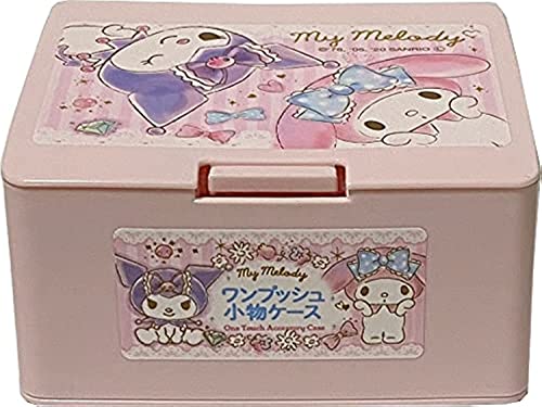 Friend Sanrio My Melody × Kuromi One push One Touch Open Type Lid Accessory Cosmetics Case Box 10.6 × 5.2 × 8.8 cm