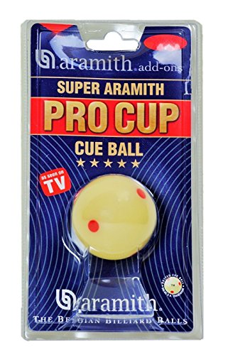 Aramith 2-1/4' Regulation Size Billiard/Pool Ball: Super Pro Cup Cue Ball with 6 Red Dots