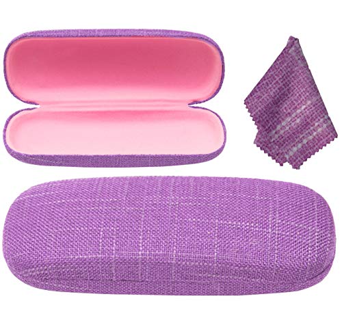 Noble Pack Denim Hard Shell Eyeglass Case Holder with Matching Microfiber Cleaning Cloth – Premium Eye Glass Carry Case with Enhanced Frame and Lens Protection – Ideal for Reading & Sunglasses