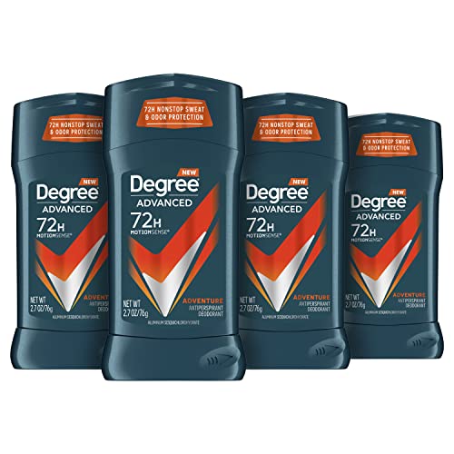 Degree Men Antiperspirant Deodorant Adventure Freshness and Odor Protection Deodorant for Men 2.7 Oz, (Pack of 4) Woodsy, Stick