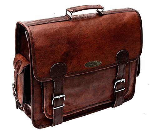 HULSH Brown Leather Messenger Bag For Men 18 Inch Big Women Shoulder Cross Body Brown Laptop Computer Briefcase Bag - Best Vintage Look