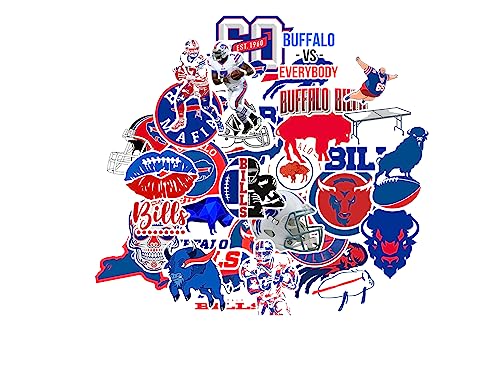 32 PCS of American Football Buffalo Stickers for Water Bottle, Rugby Decal Decoration Sticker for Boys，Waterproof Decals for Laptop，Phone Case，Car，Guitar，Bumper，Skateboard，Gifts for Kids Adults Teens