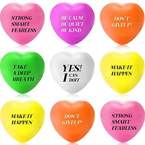 30 Pieces Motivational Stress Balls Colorful Foam Balls Inspirational Stress Relief Balls Quotes Stress Ball Pack Small Anxiety Balls for Relief Motivating Encouraging Adults (Heart)
