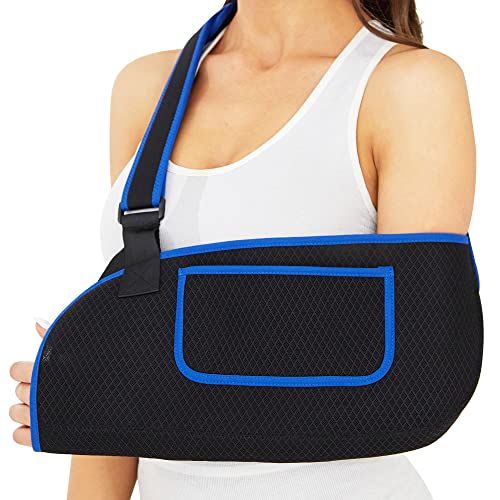 KKOOMI Arm Sling for Shoulder Injury Rotator Cuff Torn Wrist and Elbow Surgery, Arm Sling Adjustable Padded Elbow Dislocation and Sprain Brace, Shoulder Immobilizer Sling for Men&Women Arm Support Straps for Left&Right (L/XL)