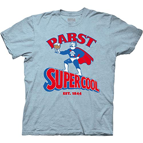 Ripple Junction Pabst Blue Ribbon Brewey Adult T-Shirt Officially Licensed Small Light Blue